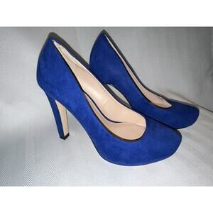 Miss KG by Kurt Geiger Sally Court Blue Suede Heels Size 7